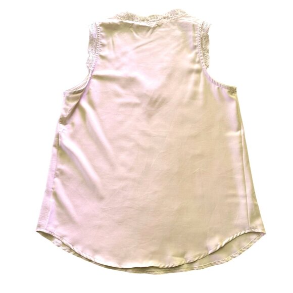 Elegant Apricot Womens Blouse Size Medium Sleeveless Lace Trim V-Neck - Picture 11 of 11